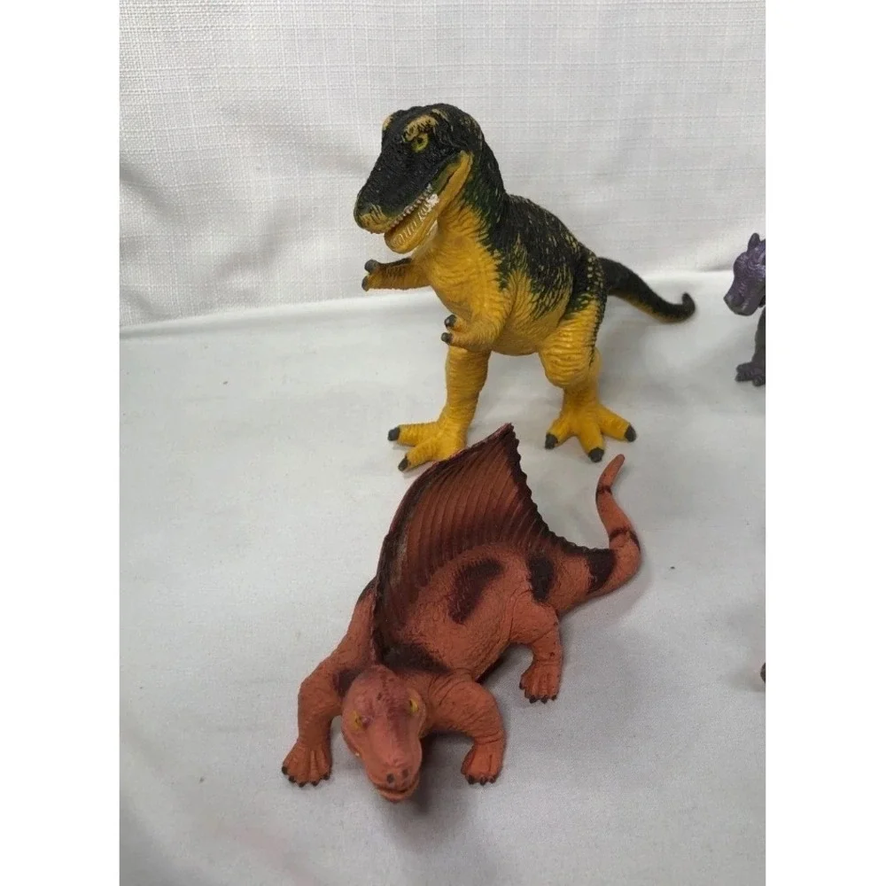Vintage Dinosaur Toy Figure Lot T-Rex Dimetrodon Two Headed Dragon Crocodile 4pc